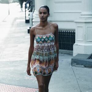 Zara Boho Ebroidered Mini dress NWT Size XL Festival Hippie